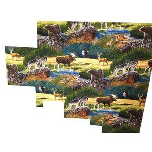 Bringing Nature Home Scenic Wildlife Fabric Panel Wolves Bears Foxes Moose